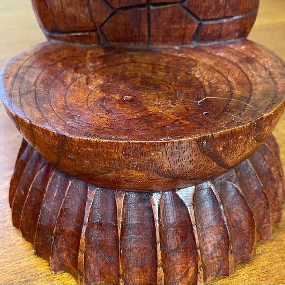 Hand Carved Wooden Turtle Wine Bottle Holder - Picture 7 of 15